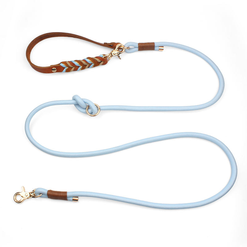 Set Collare e Guinzaglio per Cani in Pelle Intrecciata